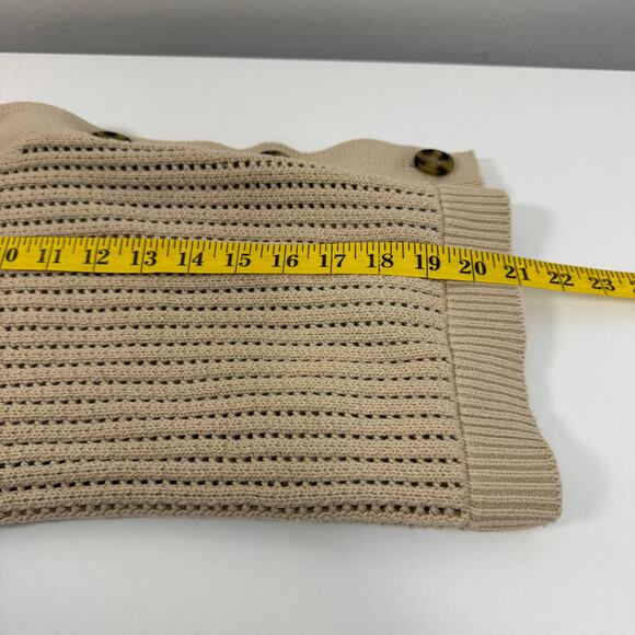 GAP Women's Open Knit Cardigan V-Neck Button Down Large Tan Beach Summer - Picture 10 of 10